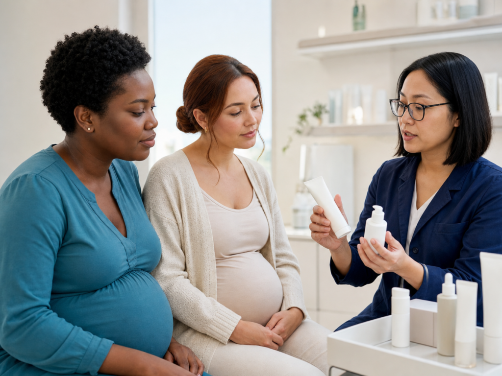 Skin changes in pregnancy including acne and pigmentation