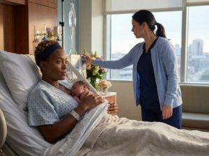 Milk supply holding baby and skin-to-skin after cesarean