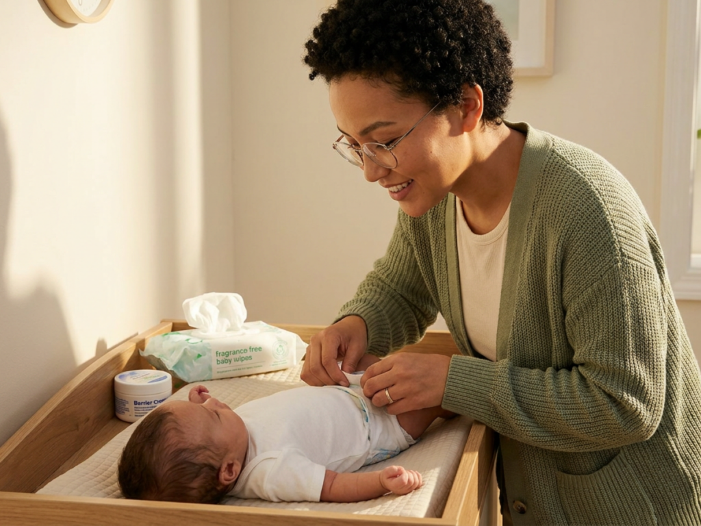 Diaper area care routine