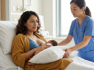 Feeding positions and bonding after C-section
