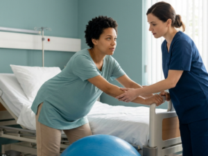 Exercises and movements with birthing ball