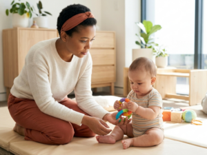When babies transfer objects from hand to hand