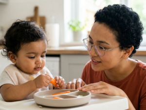 When babies start self-feeding