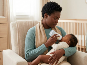 How to hold baby during bottle feeding