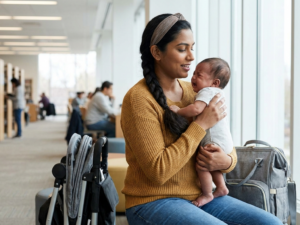 How to calm baby in public