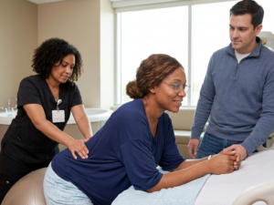 Positions for back pain relief in labor