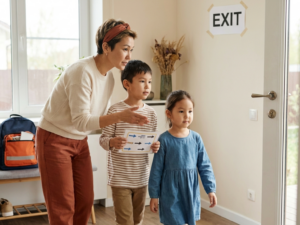 Practicing a family emergency drill without frightening children