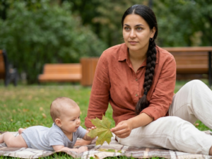 Outdoor Sensory Play With Leaves, Grass and Wind