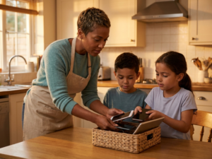 Screen use during family time and tech free zones
