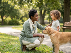 Teaching children safe behavior around unfamiliar dogs